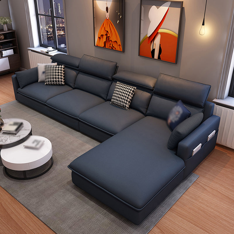 L-Shape Faux leather Square Arm High Back Sectional with Stain-Resistant and Storage