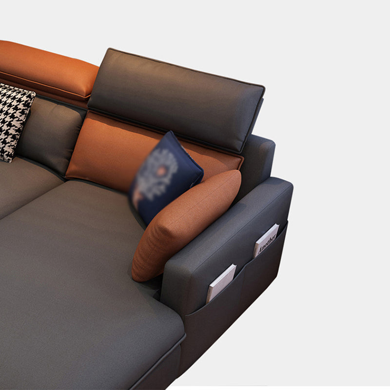 L-Shape Faux leather Square Arm High Back Sectional with Stain-Resistant and Storage