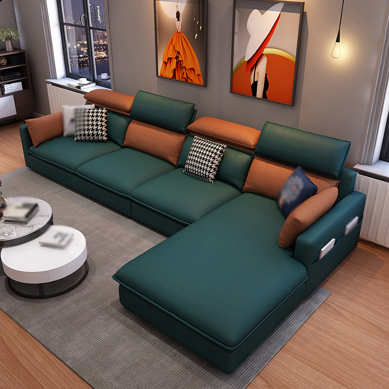 L-Shape Faux leather Square Arm High Back Sectional with Storage and Stain-Resistant