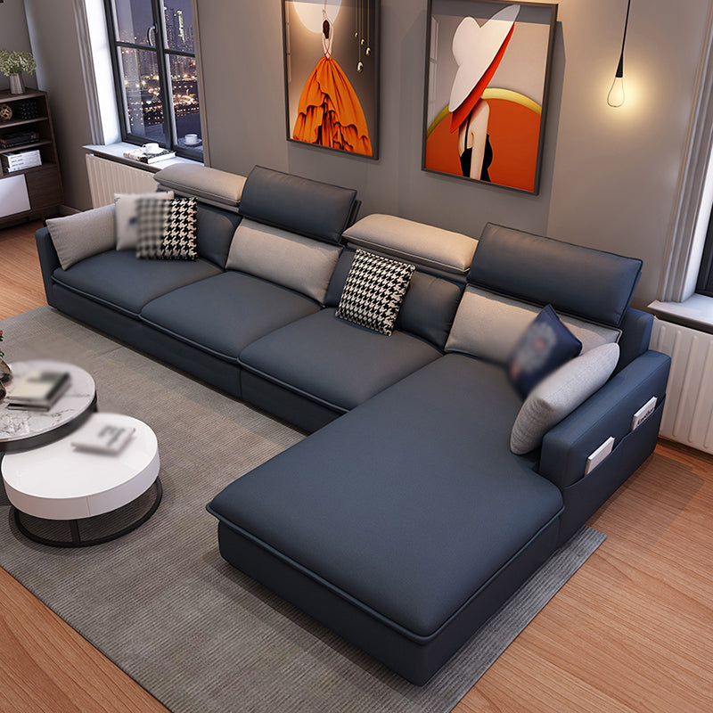 L-Shape Faux leather Square Arm High Back Sectional with Storage and Stain-Resistant