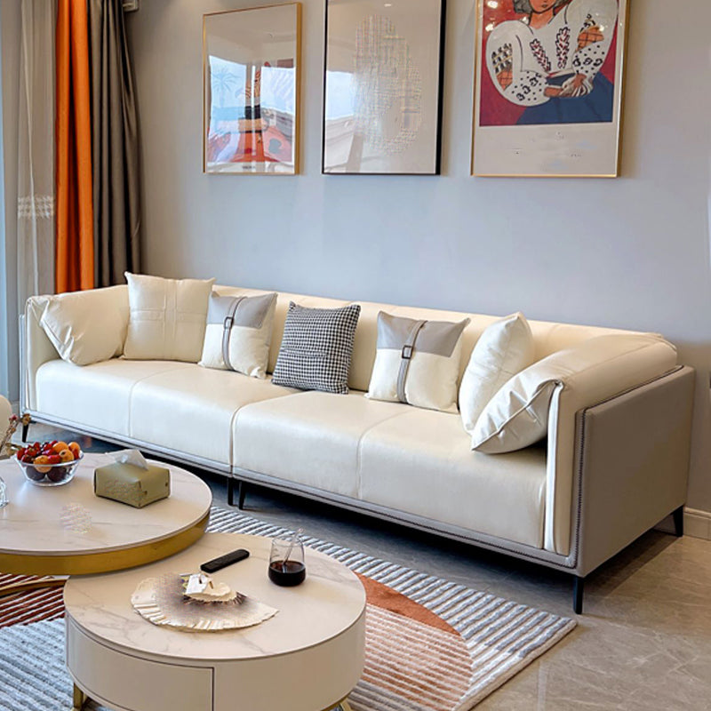 Modern Faux Leather Pillow Top Arm Sofa/Sectional Pillowed Back Cushions for Apartment