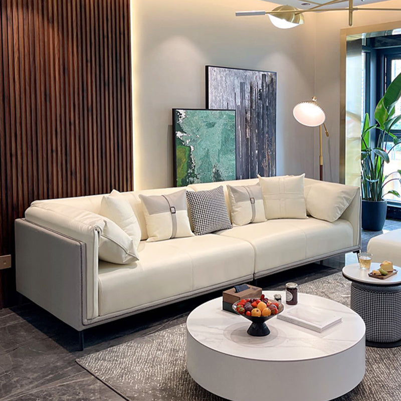 Modern Faux Leather Pillow Top Arm Sofa/Sectional Pillowed Back Cushions for Apartment