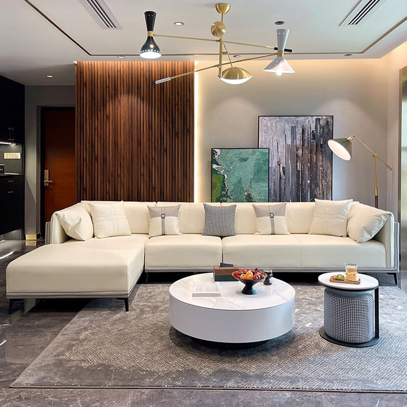 Modern Faux Leather Pillow Top Arm Sofa/Sectional Pillowed Back Cushions for Apartment