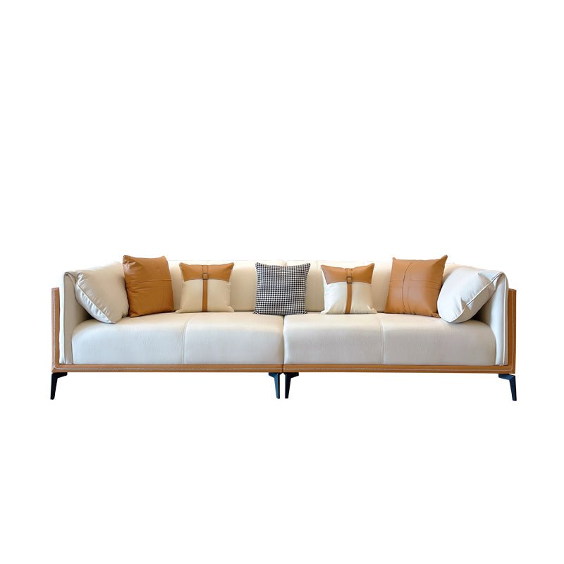Modern Faux Leather Pillow Top Arm Sofa/Sectional Pillowed Back Cushions for Apartment