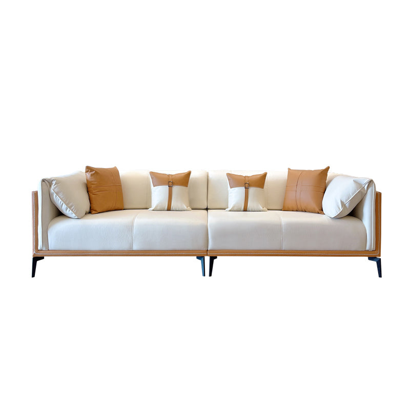 Modern Faux Leather Pillow Top Arm Sofa/Sectional Pillowed Back Cushions for Apartment