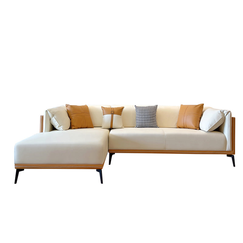 Modern Faux Leather Pillow Top Arm Sofa/Sectional Pillowed Back Cushions for Apartment