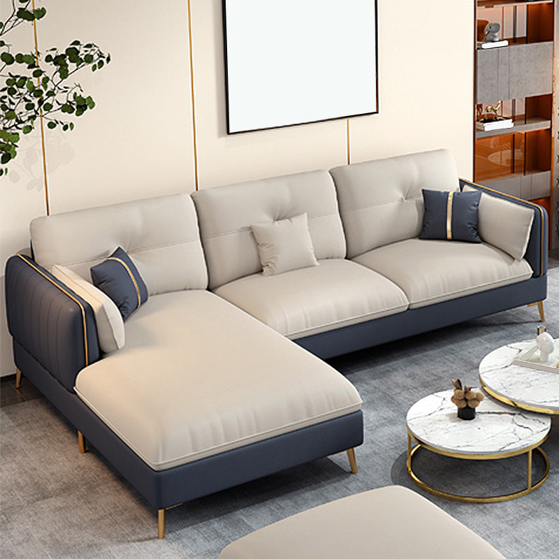 Tufted Back Faux leather Sofa Waterproof Sectional with Square Arms