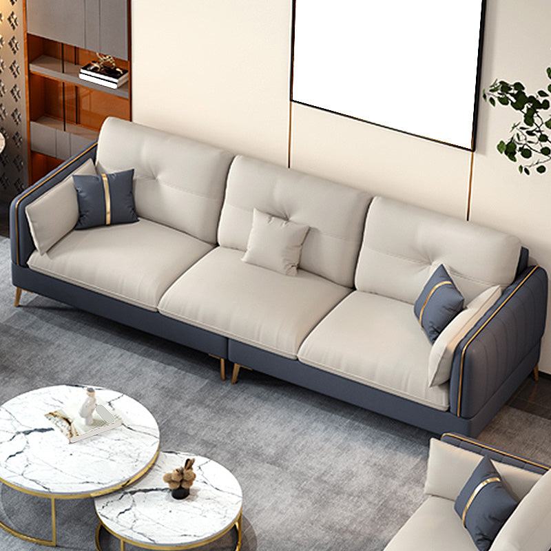 Tufted Back Faux leather Sofa Waterproof Sectional with Square Arms