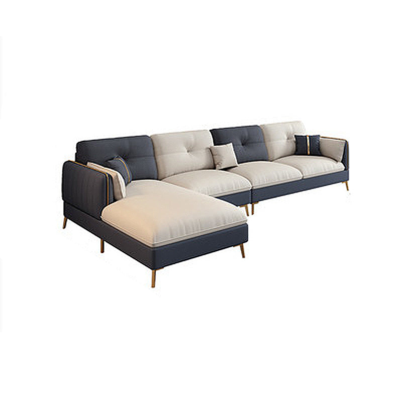 Tufted Back Faux leather Sofa Waterproof Sectional with Square Arms