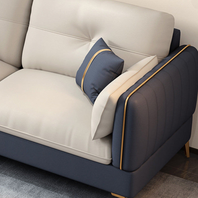 Tufted Back Faux leather Sofa Waterproof Sectional with Square Arms