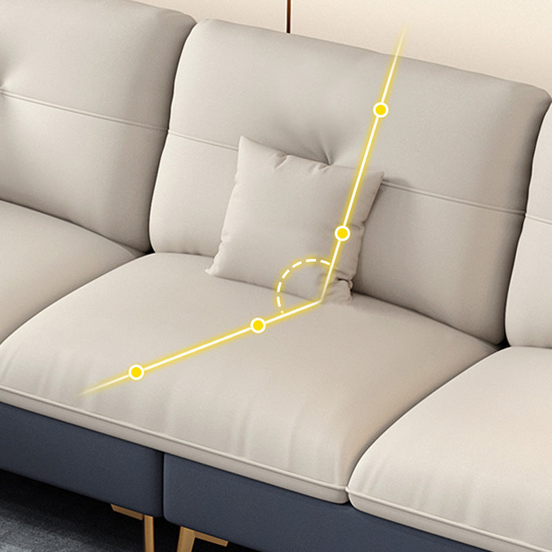 Tufted Back Faux leather Sofa Waterproof Sectional with Square Arms