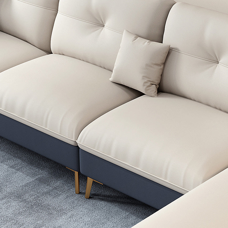 Tufted Back Faux leather Sofa Waterproof Sectional with Square Arms