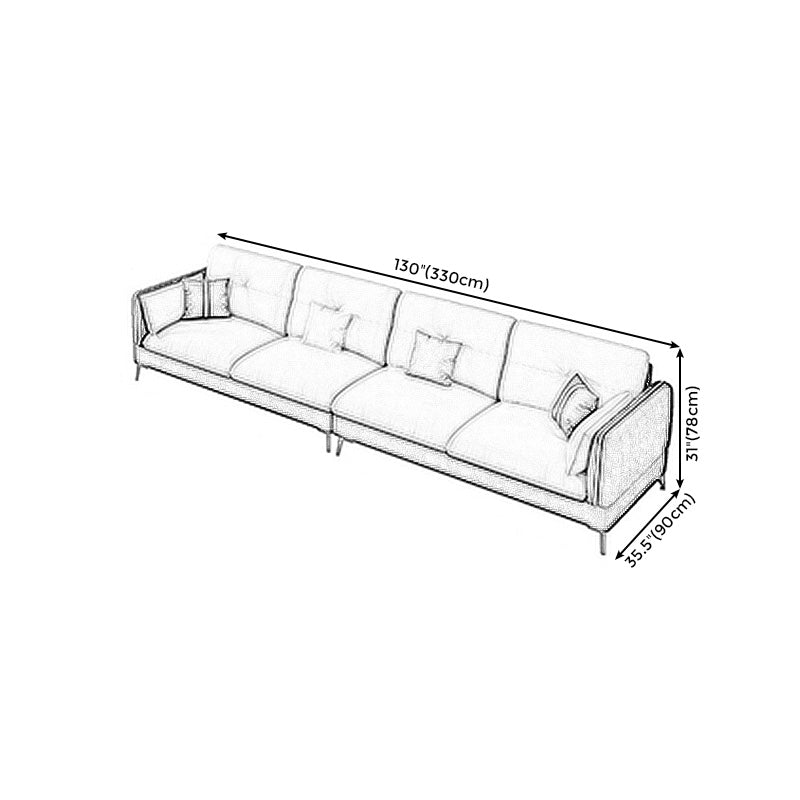 Tufted Back Faux leather Sofa Waterproof Sectional with Square Arms