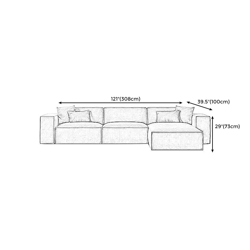 Square Arm Cushion Back Modern Velvet Living Room L-Shape Sofa