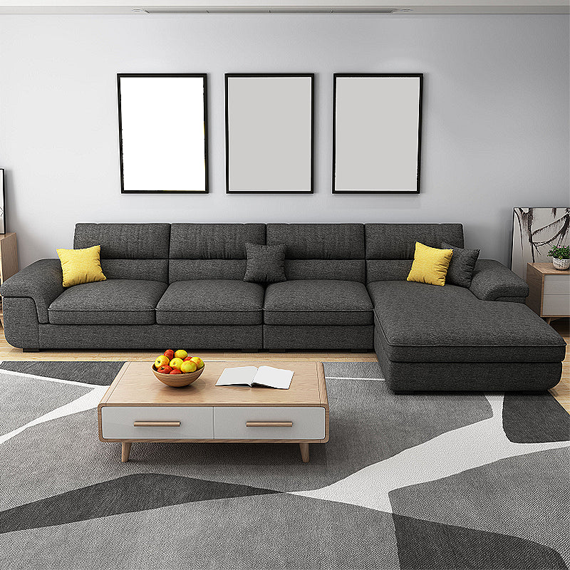 High Back Pillow Top Arm Sectional Left Hand Facing Sofa and Chaise with Slipcover