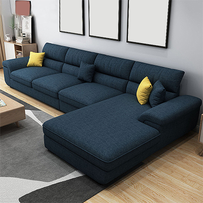 High Back Pillow Top Arm Sectional Left Hand Facing Sofa and Chaise with Slipcover