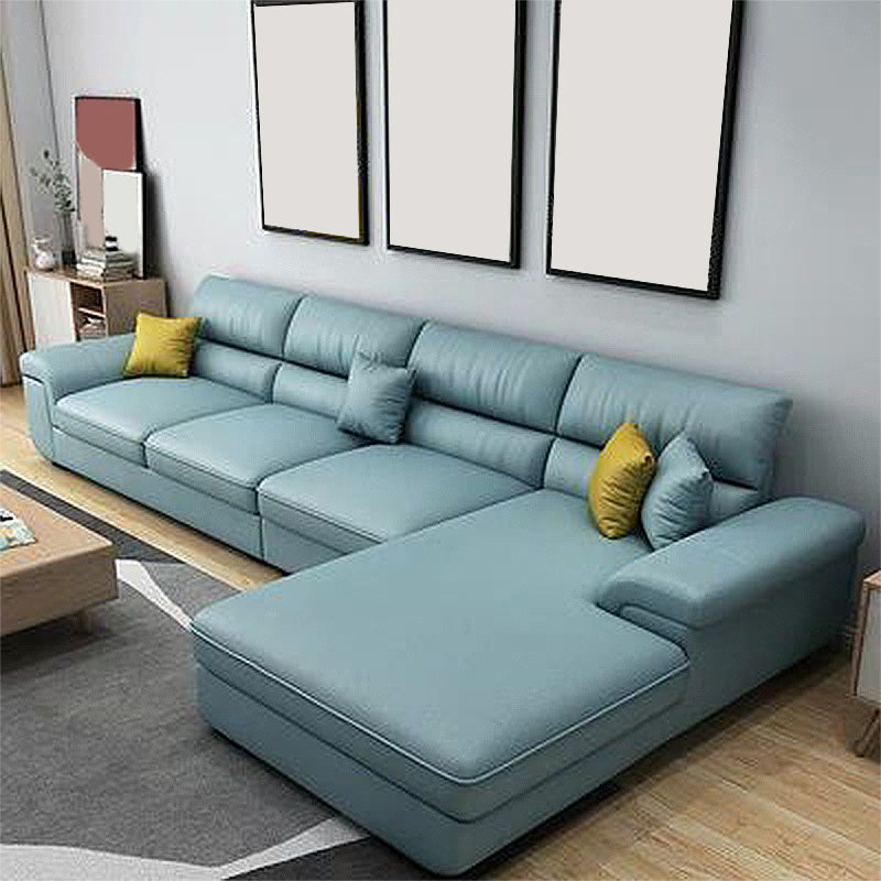 High Back Pillow Top Arm Sectional Left Hand Facing Sofa and Chaise with Slipcover