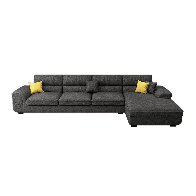 High Back Pillow Top Arm Sectional Left Hand Facing Sofa and Chaise with Slipcover
