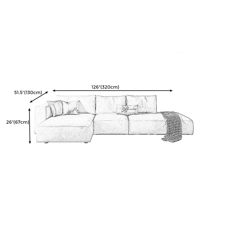 Modern Faux Leather Living Room Sectional Cream Square Arm Cushion Back Sofa