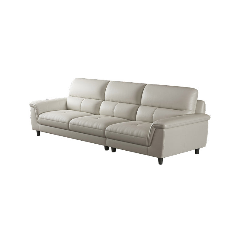 Modern Cream High Back Sofa and Chaise Pillow Top Arm Leather Sectional