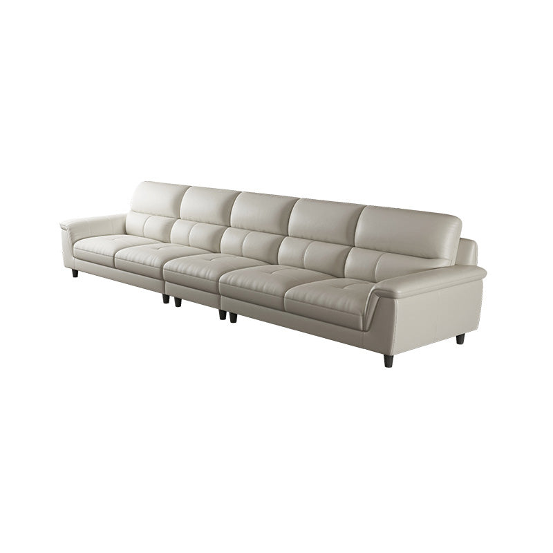 Modern Cream High Back Sofa and Chaise Pillow Top Arm Leather Sectional