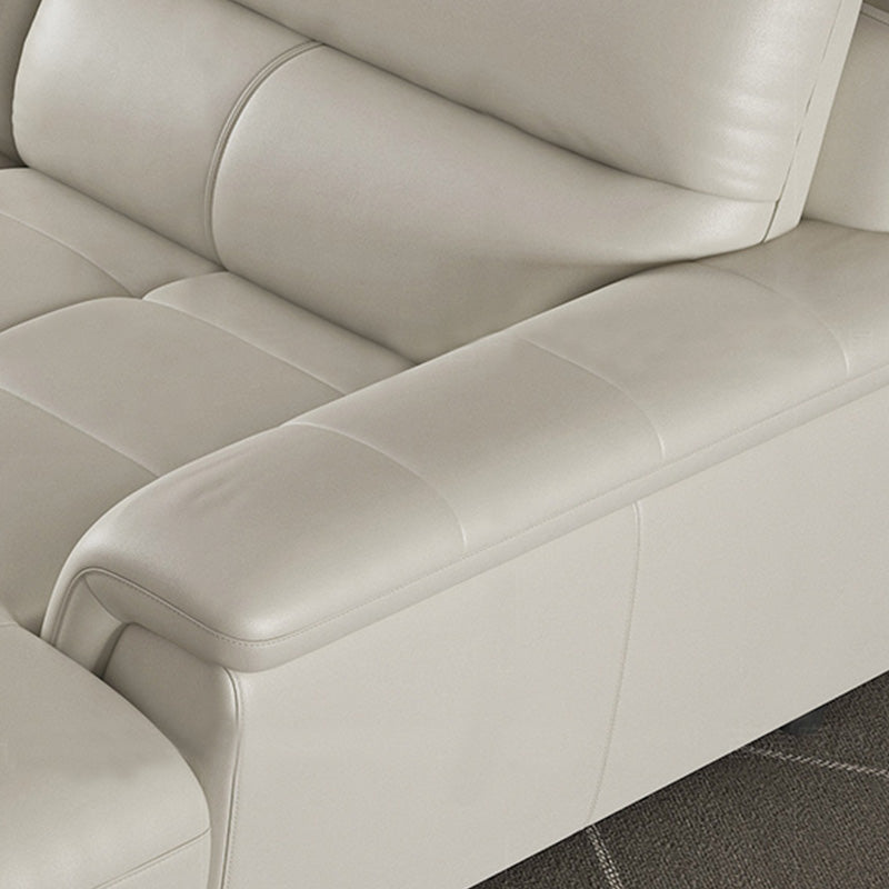 Modern Cream High Back Sofa and Chaise Pillow Top Arm Leather Sectional