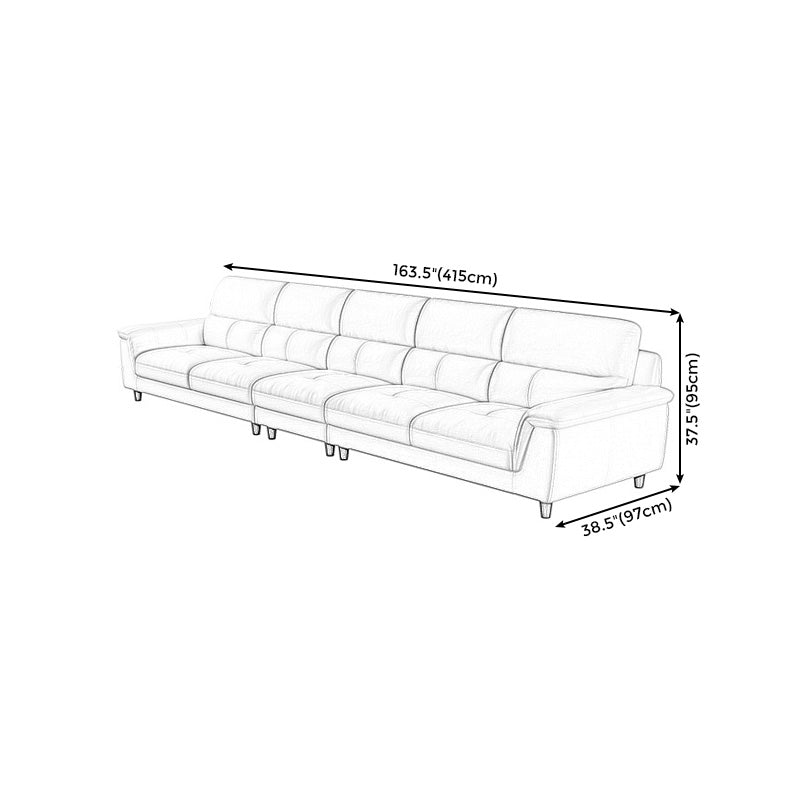 Modern Cream High Back Sofa and Chaise Pillow Top Arm Leather Sectional
