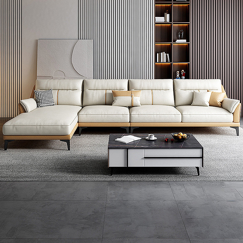 Faux leather High BackSofa and Chaise Waterproof Pillow Top Arm Sectional