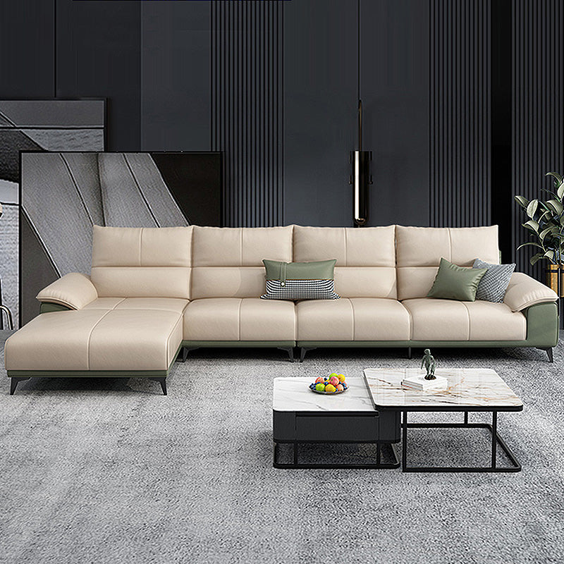 Genuine Leather High Back Pillow Top Arm Sofa and Sectional with Storage