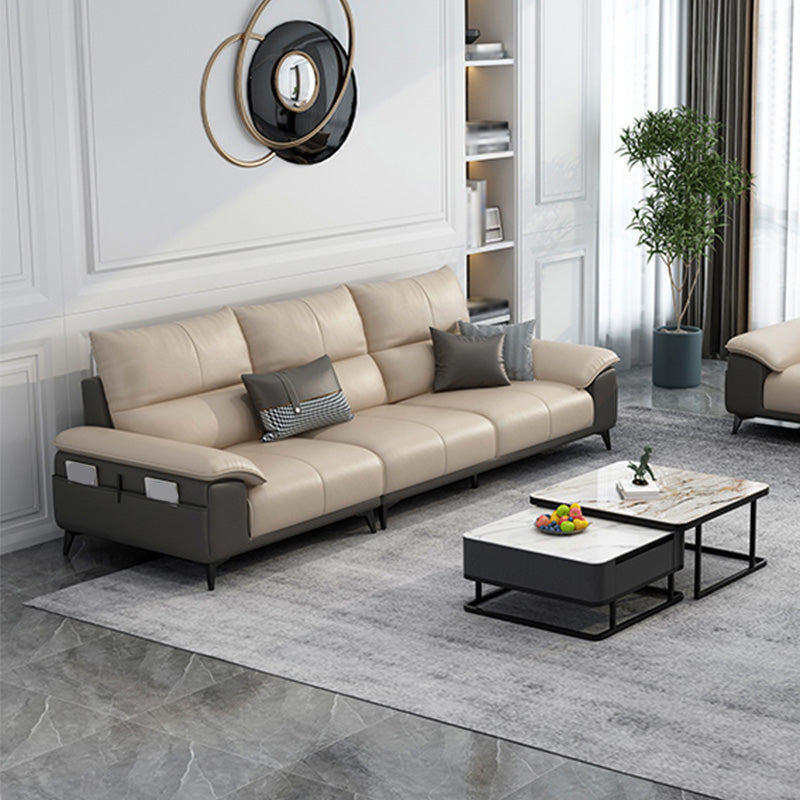 Genuine Leather High Back Pillow Top Arm Sofa and Sectional with Storage