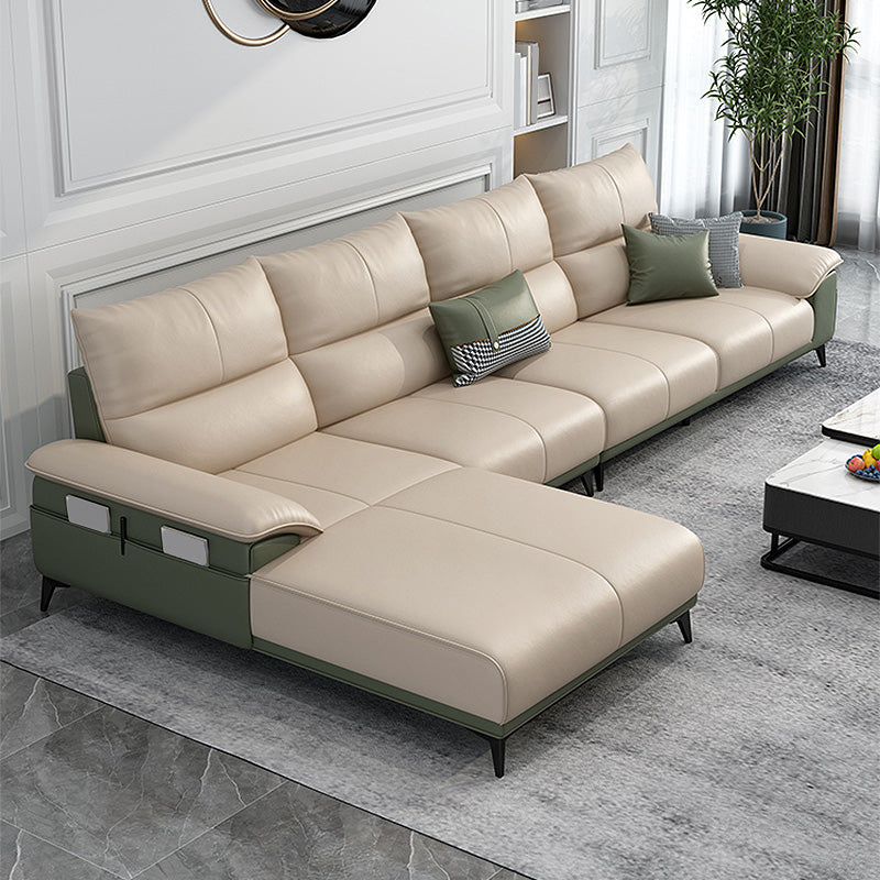 Genuine Leather High Back Pillow Top Arm Sofa and Sectional with Storage