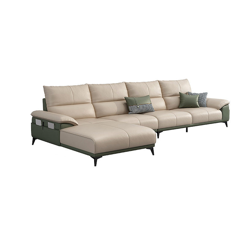 Genuine Leather High Back Pillow Top Arm Sofa and Sectional with Storage