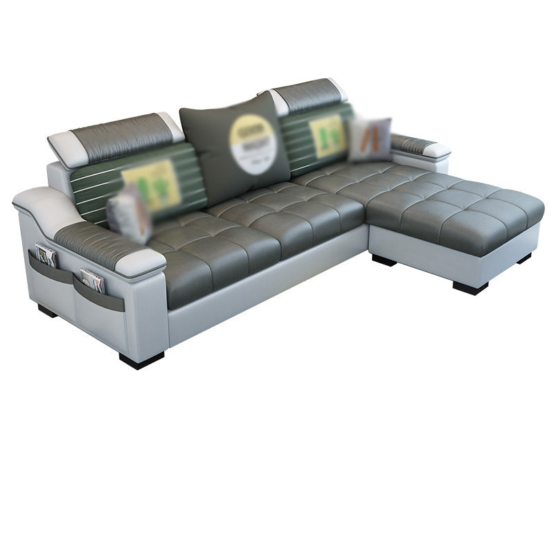 Sloped Arms Sectionals 106.3"D x 57"W x 35.43"H High Back Sofa with Storage for Apartment