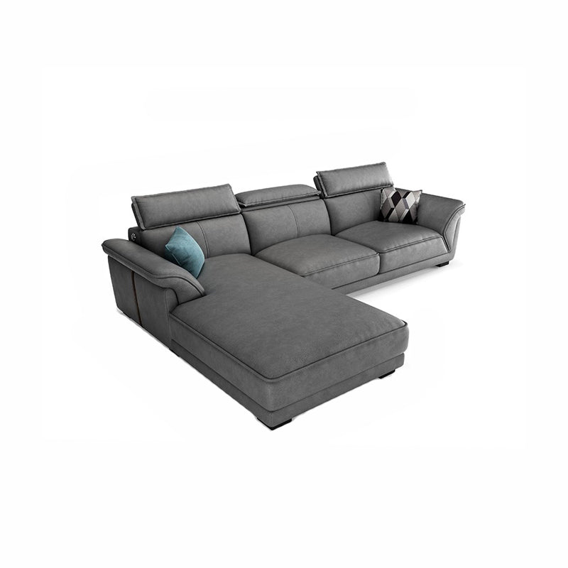 Divano sezionale moderno in pelle finta 33,46 "divano e chaise del braccio svasato, grigio