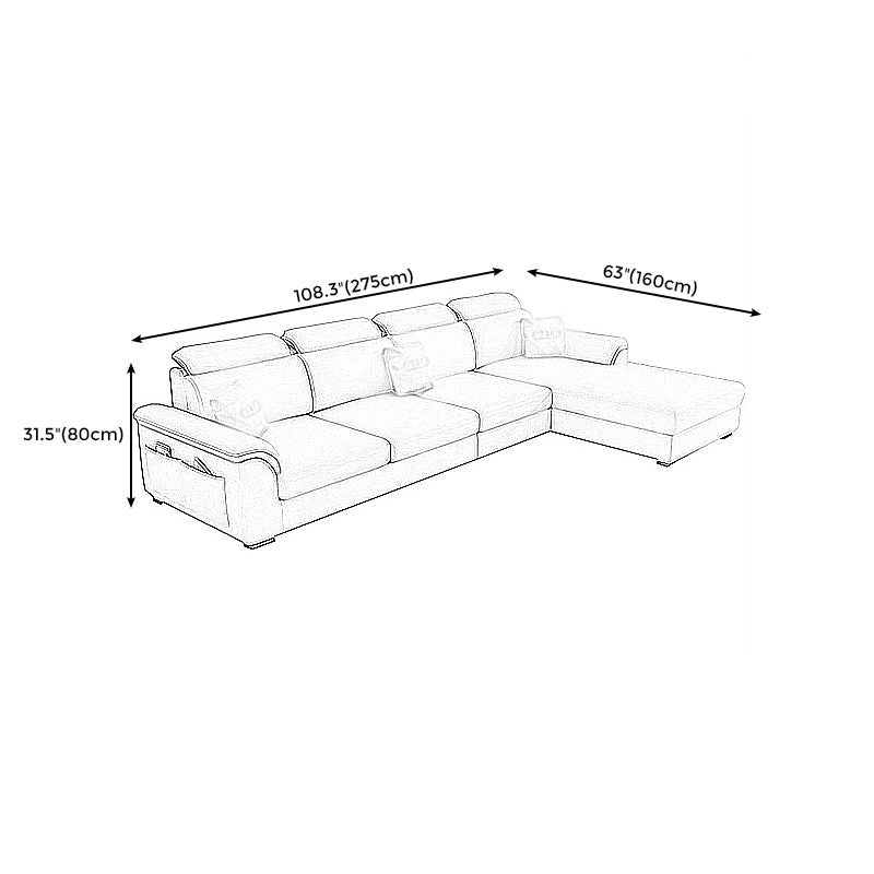 108.26" L x 62.99" W x 31.49" H Sofa Upholstered Arm Sectional with Pillowed Back Cushions