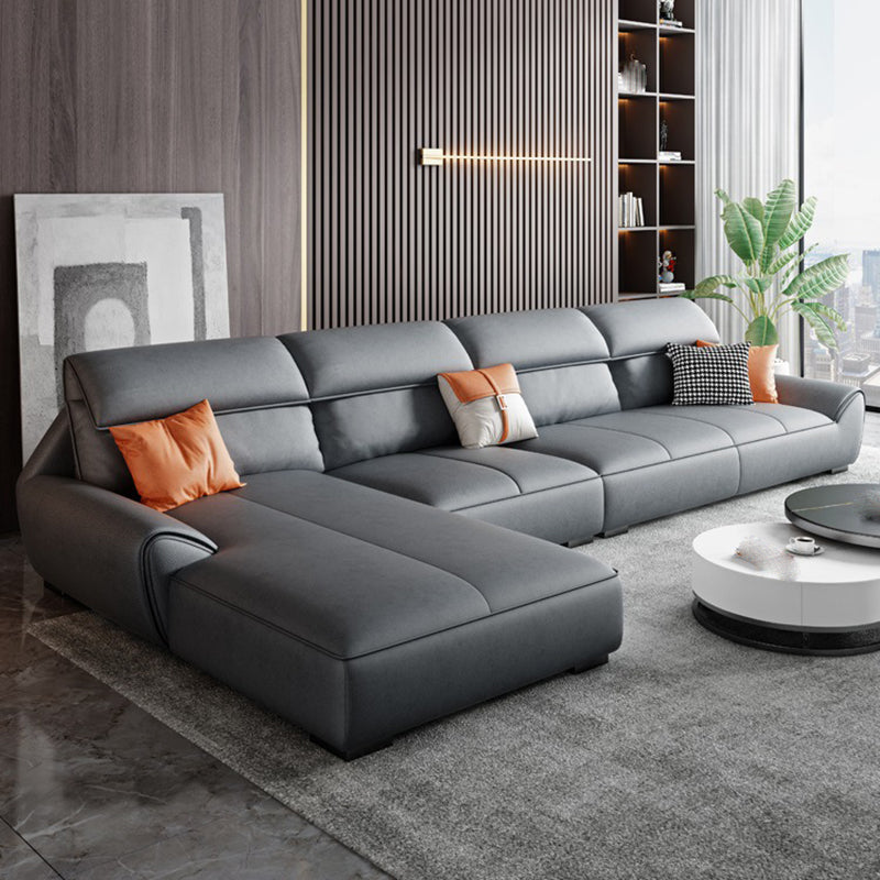 Faux leather High Back Sofa Stain-Resistant Sectional with Flared Arm
