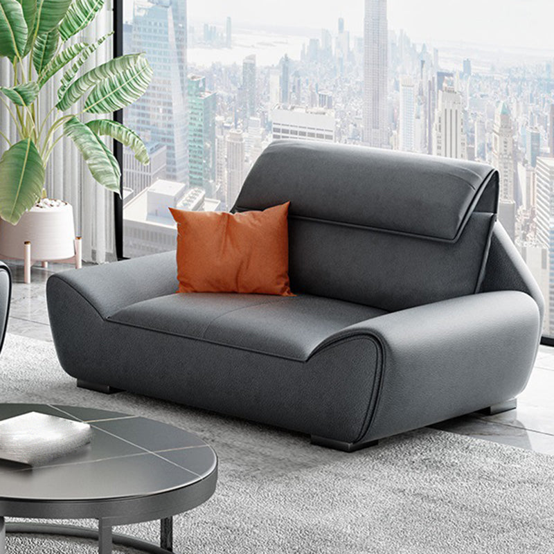 Faux leather High Back Sofa Stain-Resistant Sectional with Flared Arm