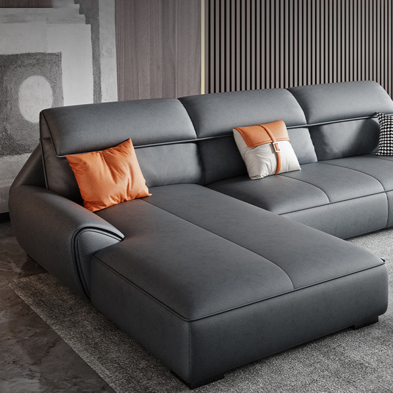 Faux leather High Back Sofa Stain-Resistant Sectional with Flared Arm