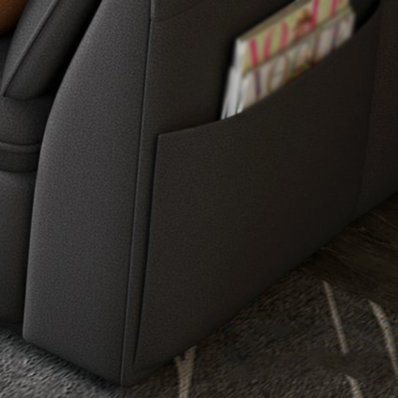 Stain-Resistant Faux Leather Flared Arm Sectional with Pillowed Back Cushions