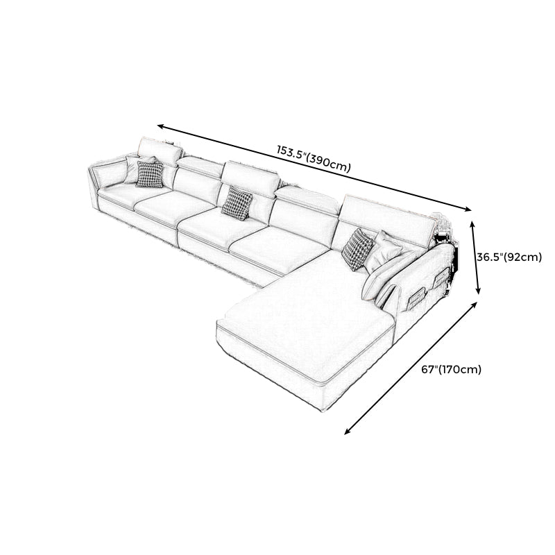 Stain-Resistant Faux Leather Flared Arm Sectional with Pillowed Back Cushions