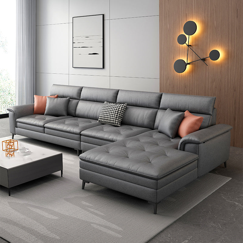 133.86" L √ó 68.89" W √ó 37.40" H Faux Leather Sofa High Back Square Arm Sectional