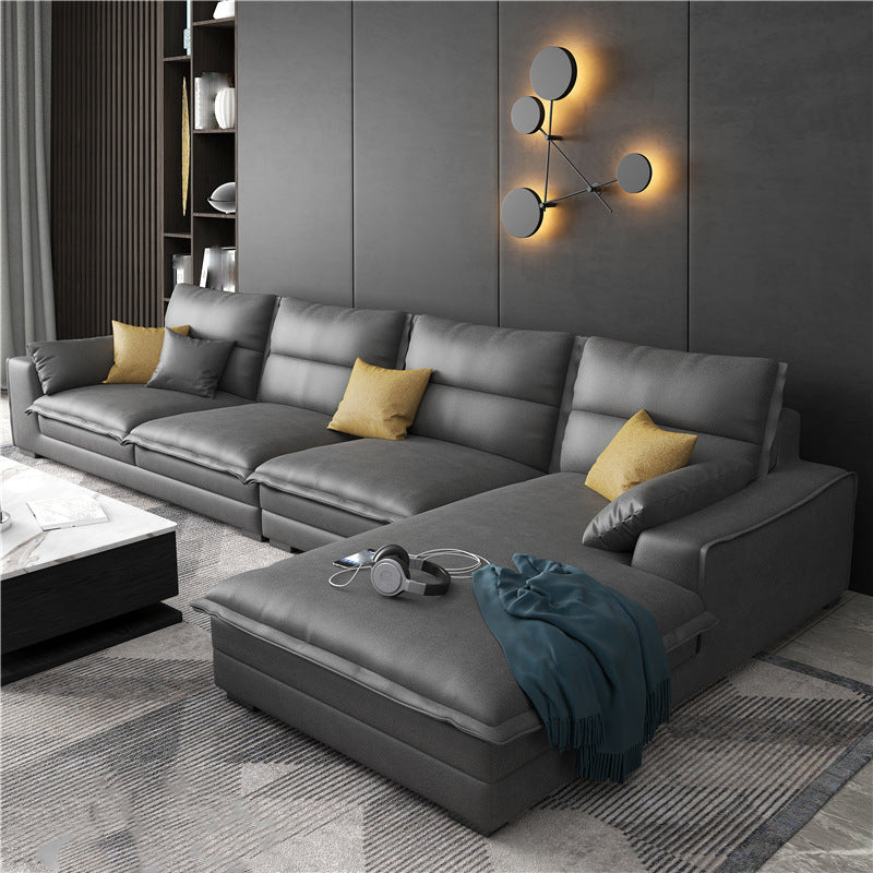 135.8" L √ó 70.9" W √ó 35.4" H Faux Leather sofa and Chaise High Back Square Arm Sectional