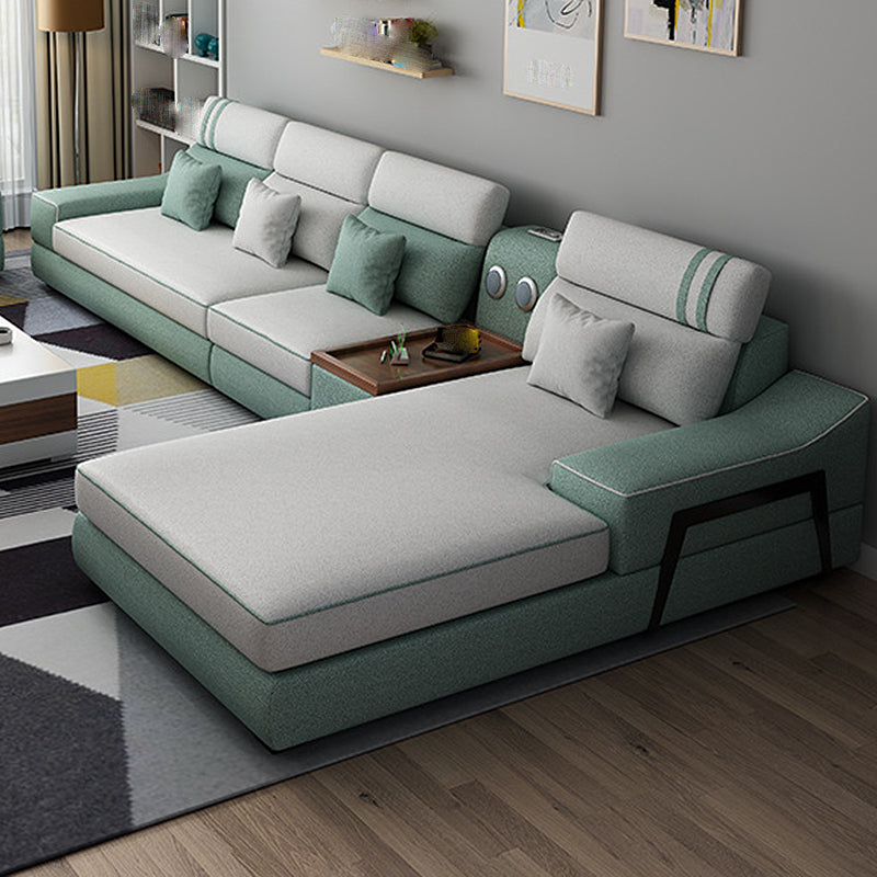 141.73" L√ó 70.86" W √ó 33.46" H Fabric Sofa and Chaise High Back Sloped Arms Sectional