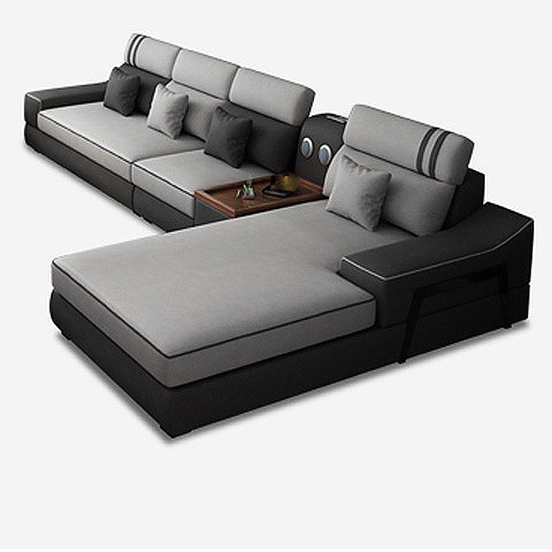 141.73" L√ó 70.86" W √ó 33.46" H Fabric Sofa and Chaise High Back Sloped Arms Sectional