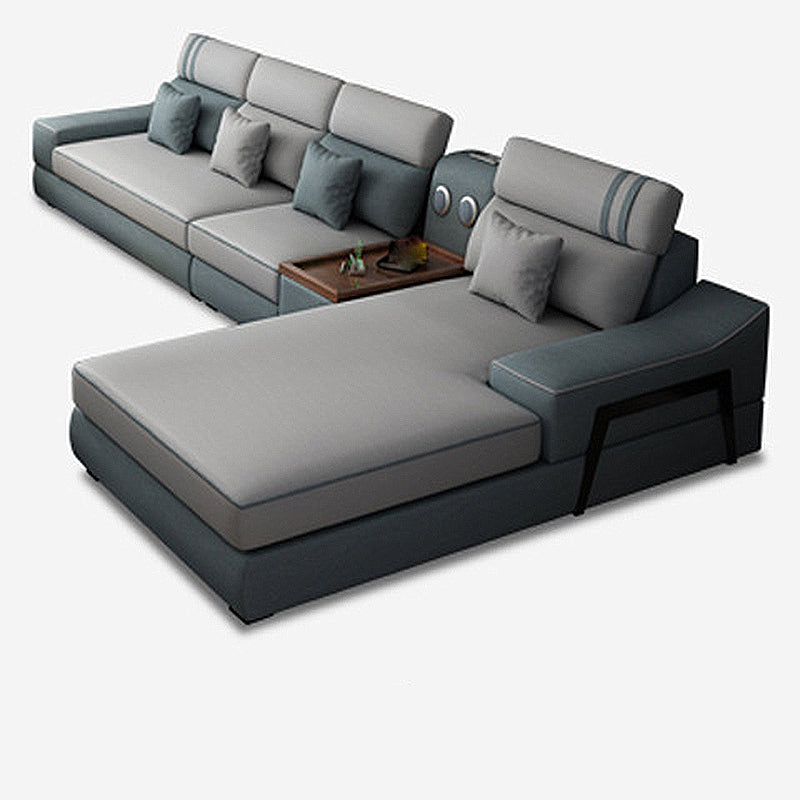 141.73" L√ó 70.86" W √ó 33.46" H Fabric Sofa and Chaise High Back Sloped Arms Sectional