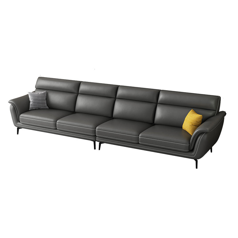 Modern Genuine Leather Sofa High Back Sectional with Pillow Top Arm