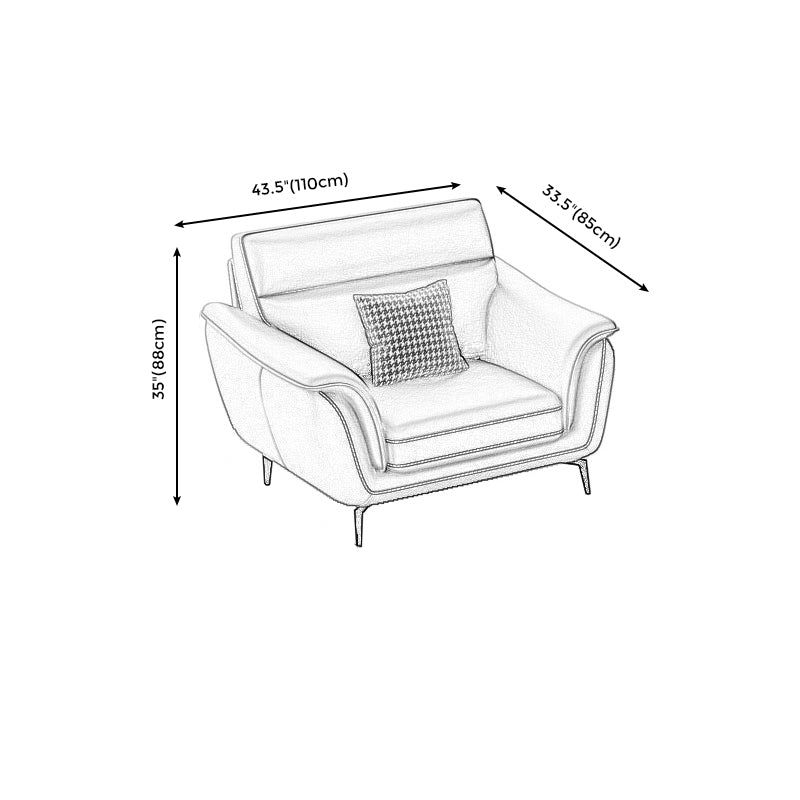 Modern Genuine Leather Sofa High Back Sectional with Pillow Top Arm