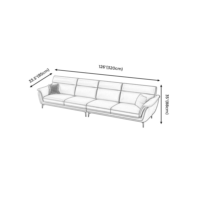 Modern Genuine Leather Sofa High Back Sectional with Pillow Top Arm
