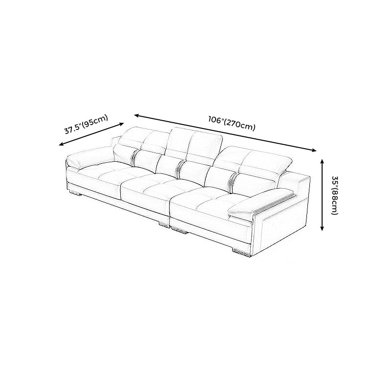 Genuine Leather Pillow Top Arm Sofa Cream Sectional with Removable Cushions