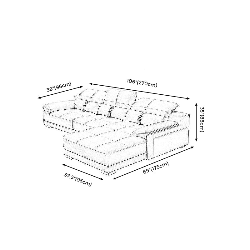 Genuine Leather Pillow Top Arm Sofa Cream Sectional with Removable Cushions
